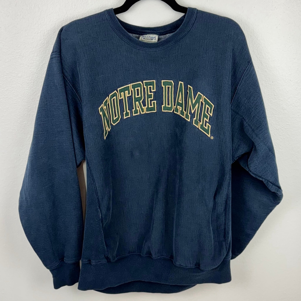 Steve & Barry's Navy Crewneck Sweatshirt with Yellow Notre Dame Applique